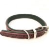 Dark red and cream padded leather dog collar