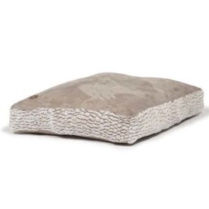 Artic grey box cushion faux suede dog bed