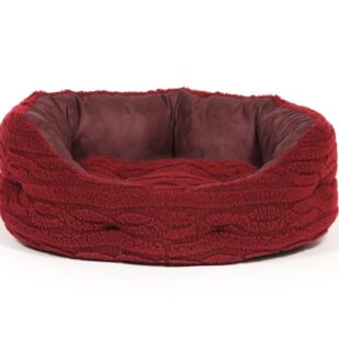 Bobble knit damson red fleece slumber dog bed