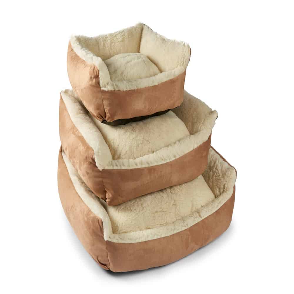 Cream Luxury Merino Wool Bolster Dog Bed COSY The Stylish Dog