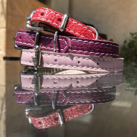 Soft leather puppy collars in a range of colours