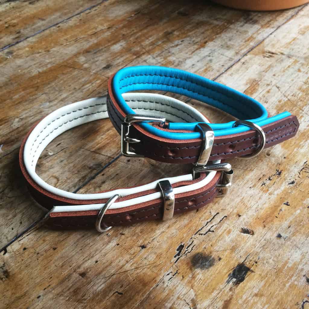 Designer leather dog collars and matching leads Tweed dog collars