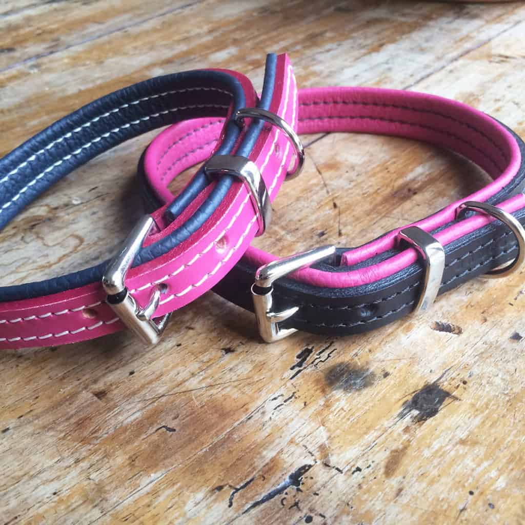 Designer leather dog collars and matching leads Tweed dog collars