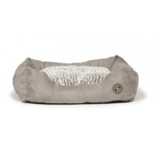 Artic snuggle bolster faux suede dog bed