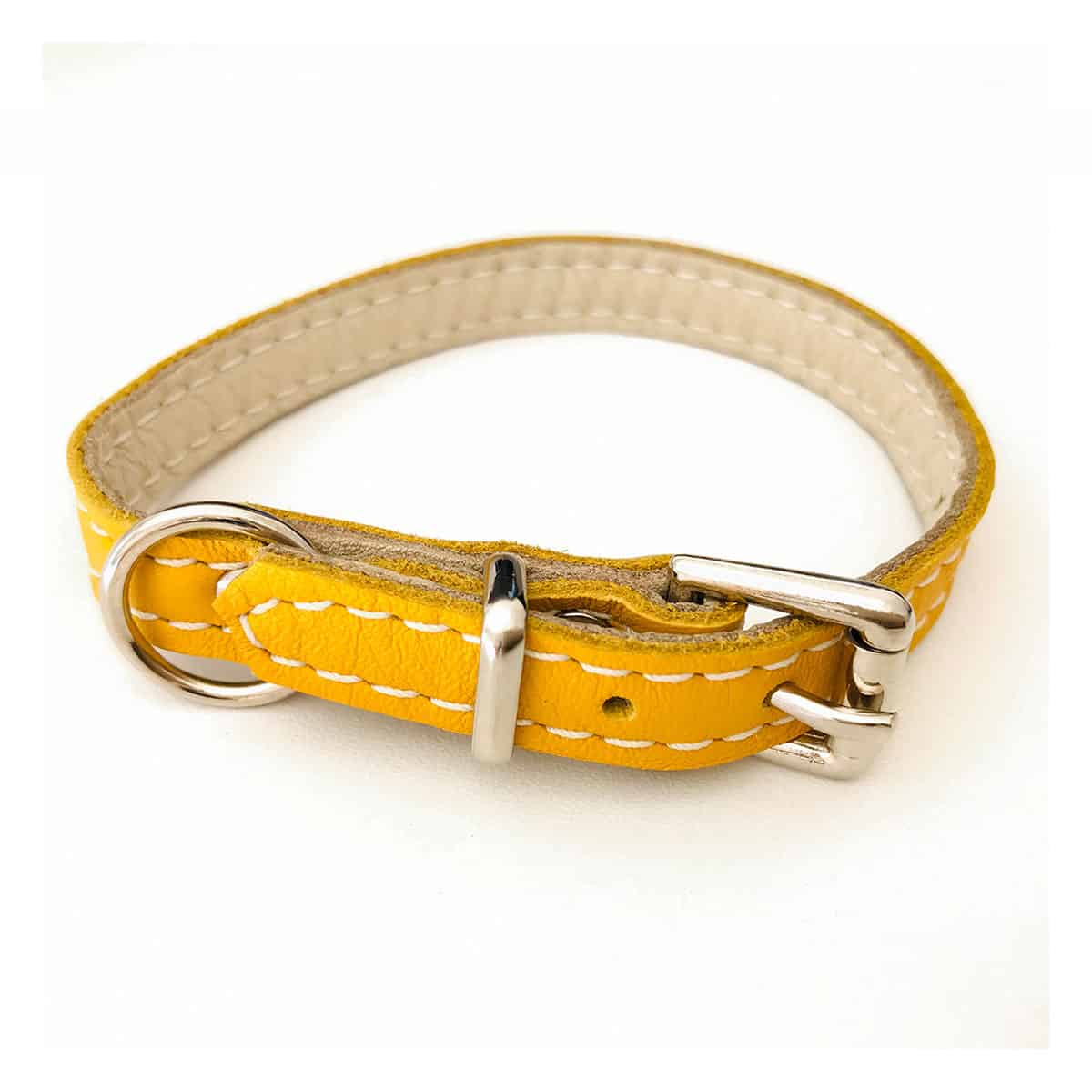 Soft Leather Puppy Collar | Yellow - Image 2