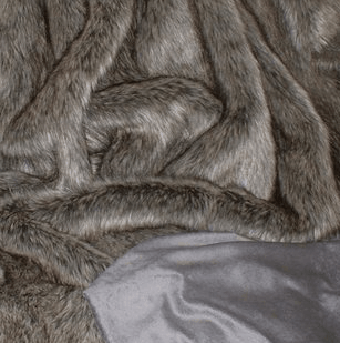 Grey wolf faux fur blanket