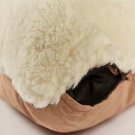 Luxury cream merino wool dog pillow
