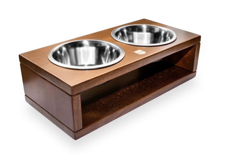 Amber Double Wooden Dog Bowls