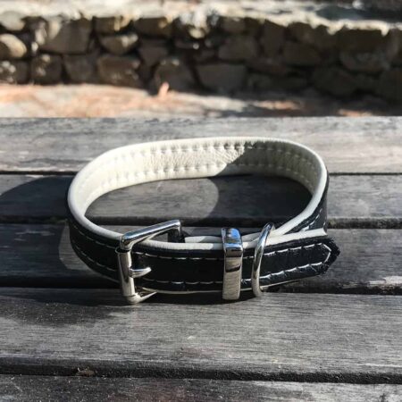 Black and cream soft padded leather collar