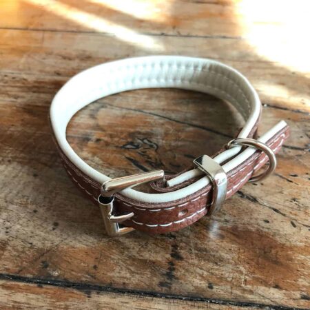Tan and cream soft padded leather collar