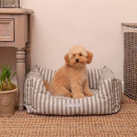Grey flint stripe cotton bolster dog bed