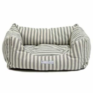 Grey flint stripe cotton bolster dog bed