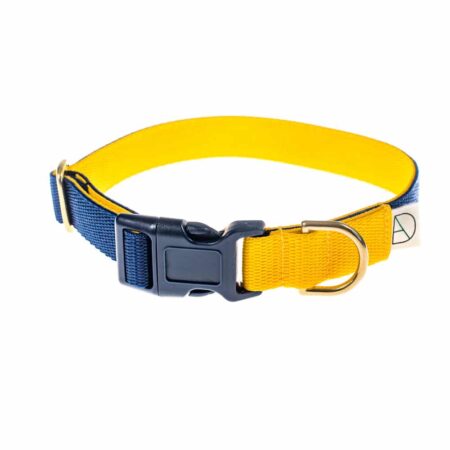 Luxury Dog Collar ‘Harbour’ Navy & Yellow