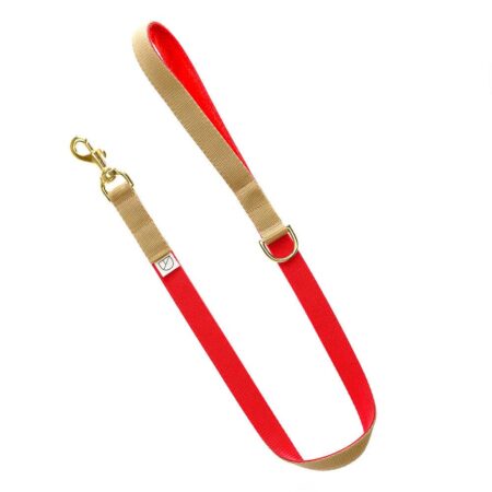 Luxury taupe red WEBBING Dog LEAD
