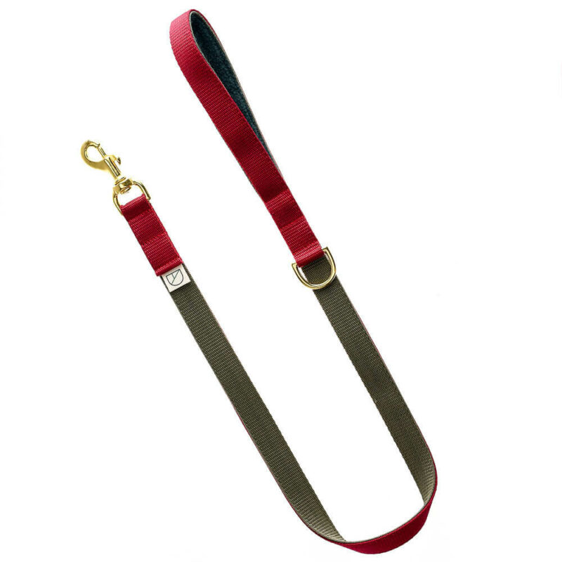 Luxury red grey WEBBING Dog LEAD