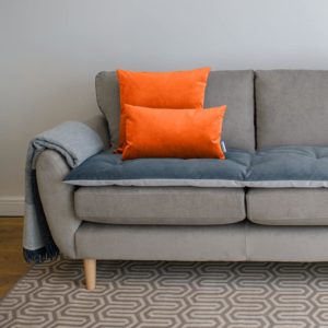 Orange velvet scatter cushions