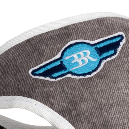 Grey denim luxury dog harness bowl and bone