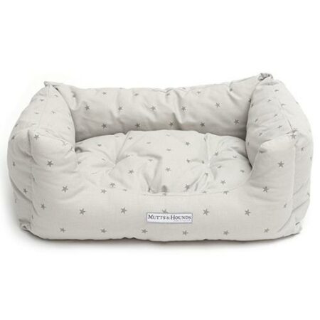 Grey Stars & Charcoal Stripe Boxy Dog Bed