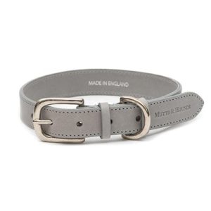 Grey Luxury Italian leather dog collars and leads