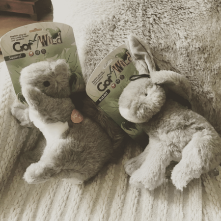 dog toy duo squirell rabbit