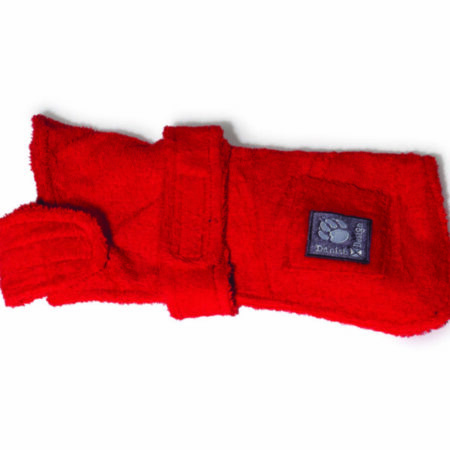 dog dressing gown red