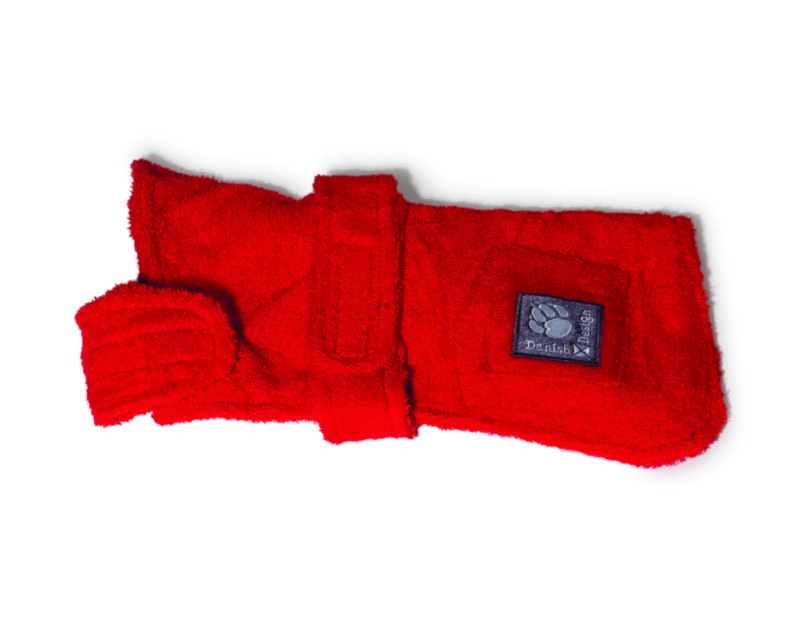 dog dressing gown red