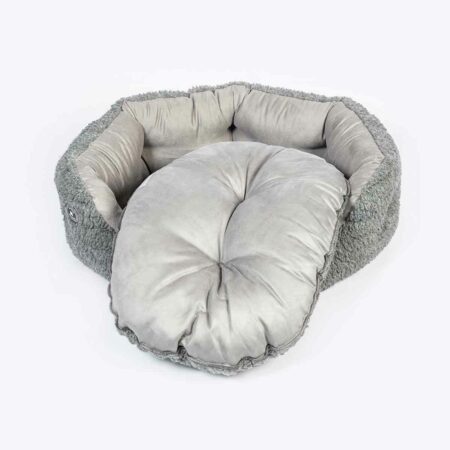 Grey bolster dog bed