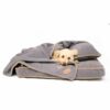 Personalised dog bed in grey fleece & blanket