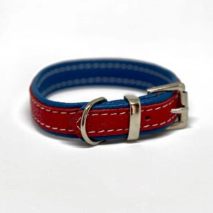 Red soft leather dog collar