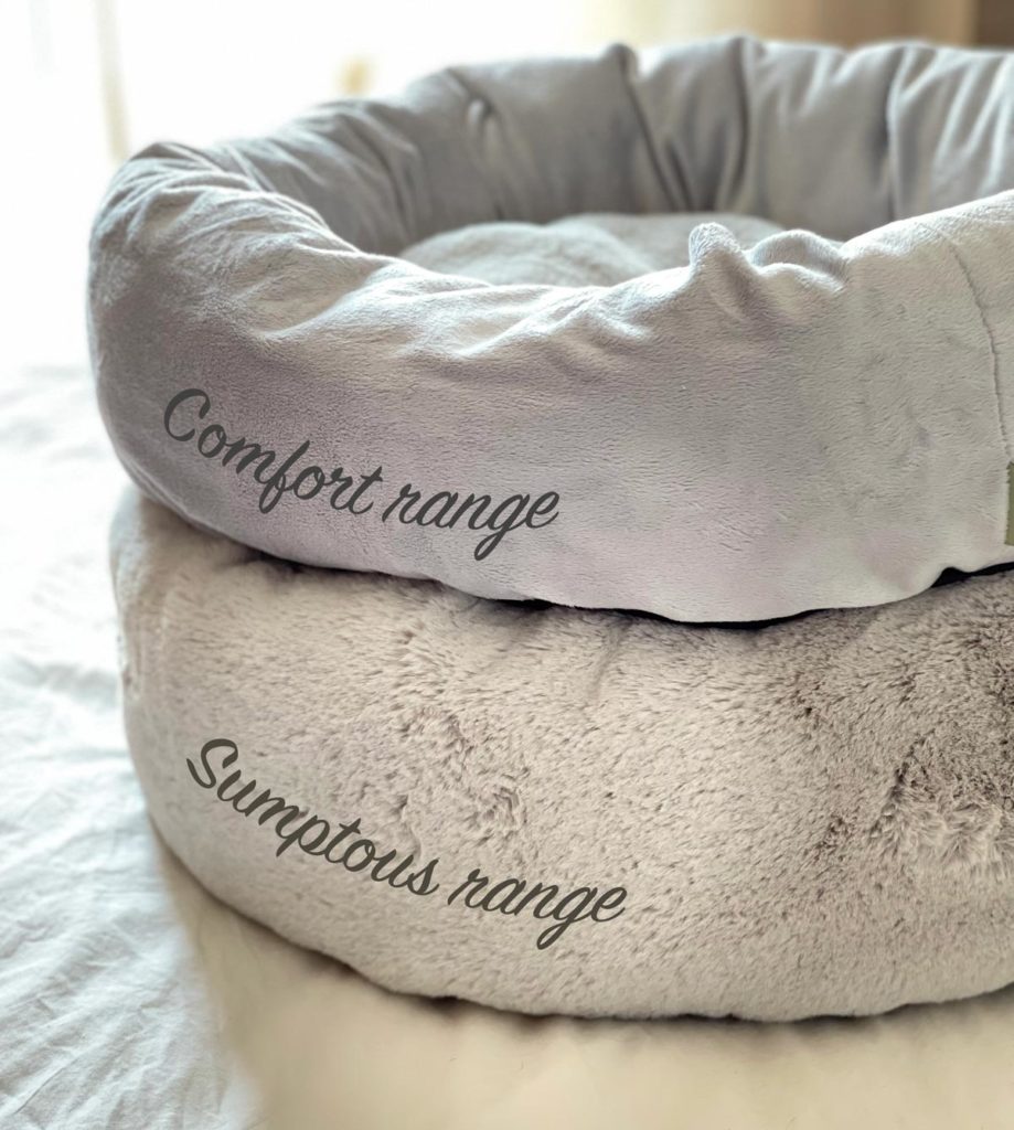 Luxury donut dog bed | silver donut dog bed and faux fur