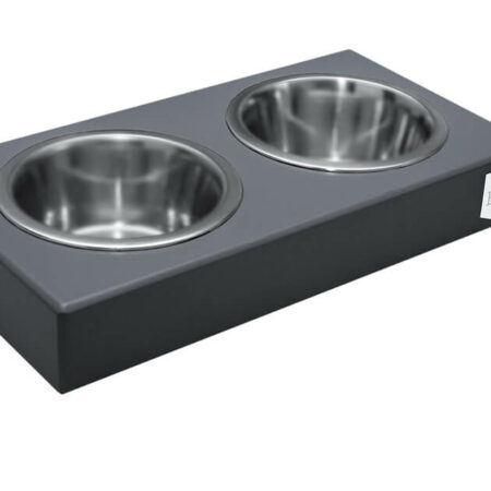 Graphite Wooden Double Dog Bowl Feeder "Duo" by Bowl and Bone