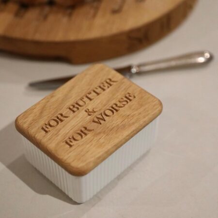 Carved personalised ceramics - butter dish
