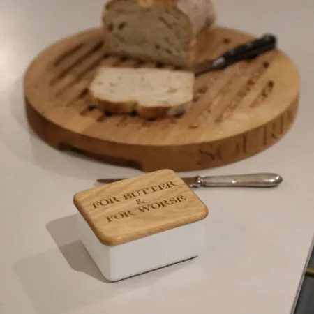Carved personalised ceramics - butter dish