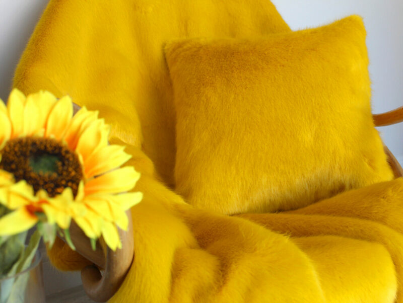 Yellow luxury faux fur blanket