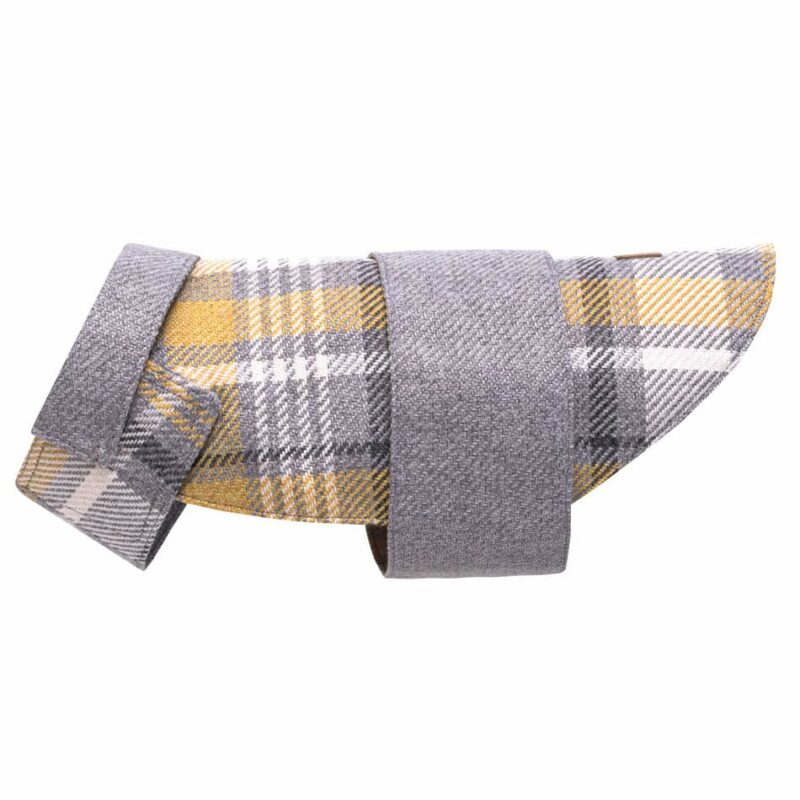 Tweed Dog Coat in Grey and Yellow