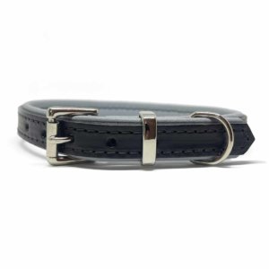 Black and grey leather dog collar