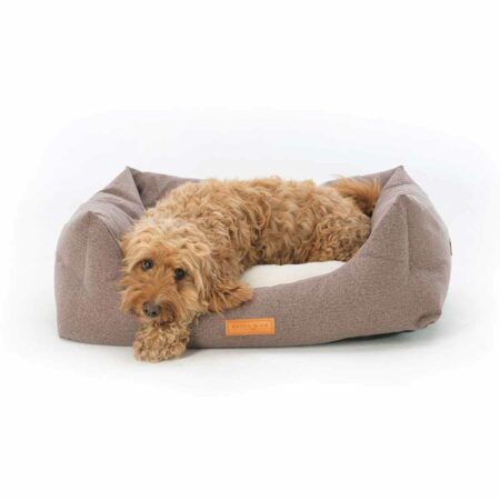 Beige bolster dog bed