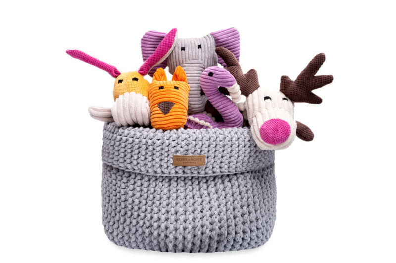 Dog toy basket grey