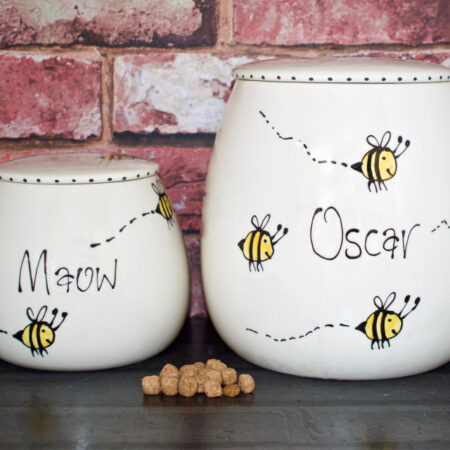 Dog treat jar and bowls set.