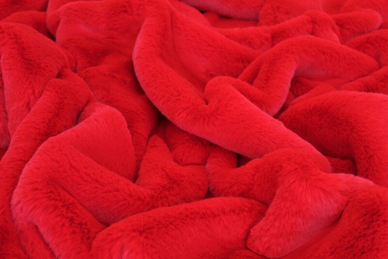 Scarlet red faux fur blanket