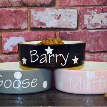 Personalised ceramic dog bowls | Straight Polka Design