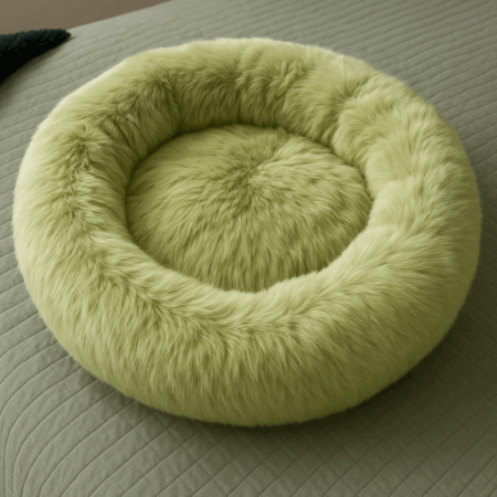 Faux Fur Calming Dog Beds Green