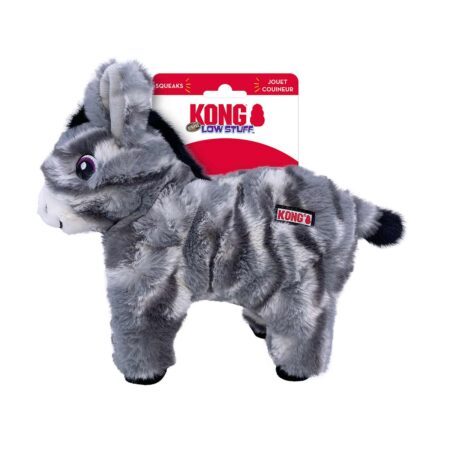 KONG Low Stuff Stripes Donkey Squeaky Plush Dog Toy - Medium