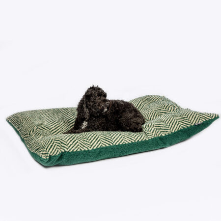 Sherpa Fleece Green Herringbone Deep Duvet Dog Bed