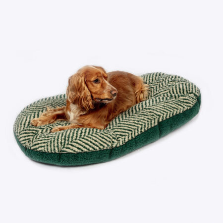 Sherpa Fleece Green Herringbone Quilted Dog Mattress