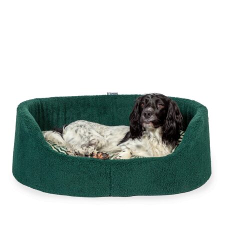 Sherpa Fleece Green Herringbone Slumber Dog Bed