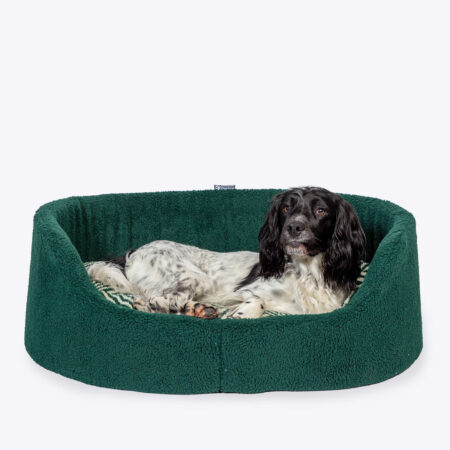 Sherpa Fleece Green Herringbone Slumber Dog Bed