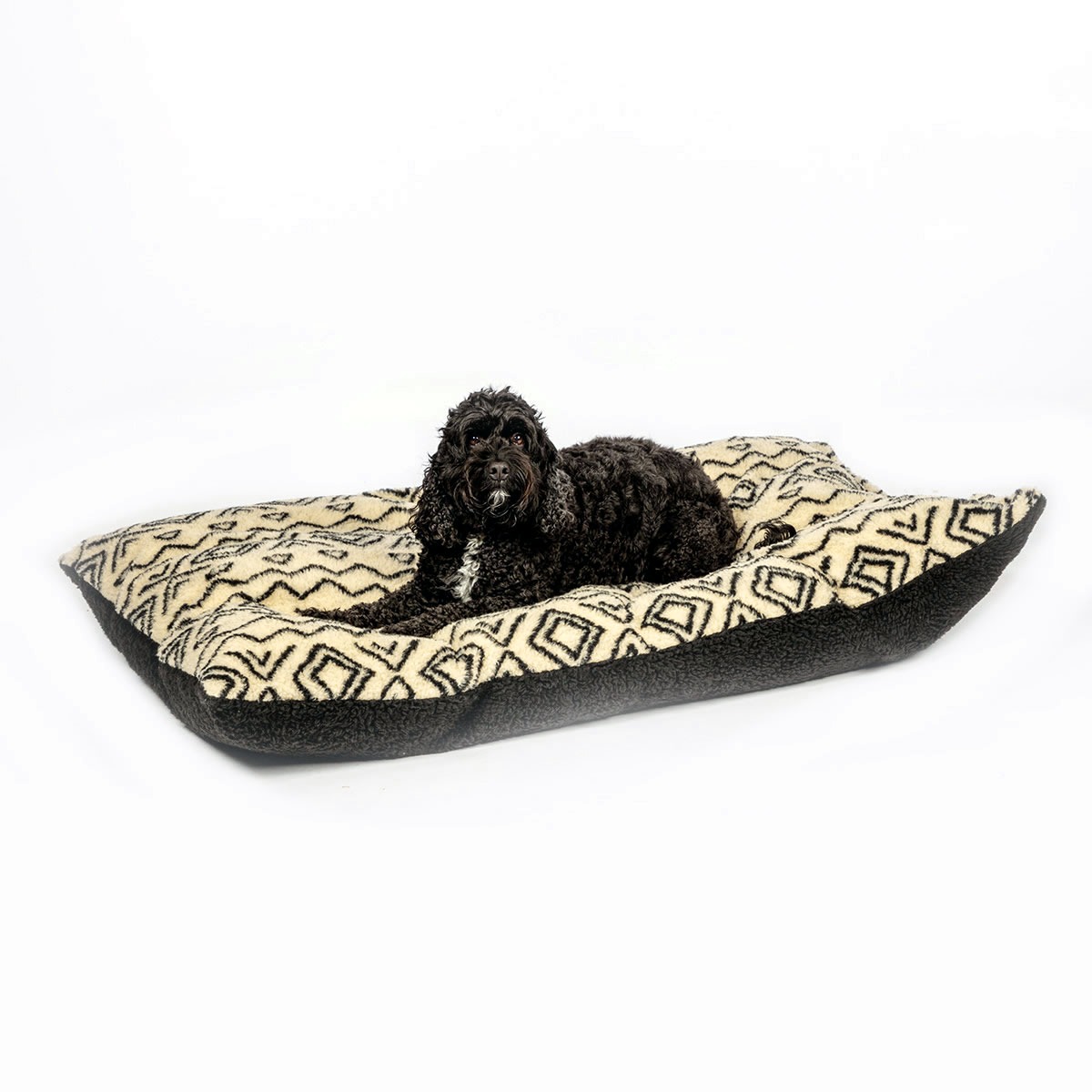 Sherpa Fleece Neutral Geometric Deep Duvet Cover - Image 2