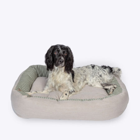 Rustic Stripes Sage Snuggle Dog Bed