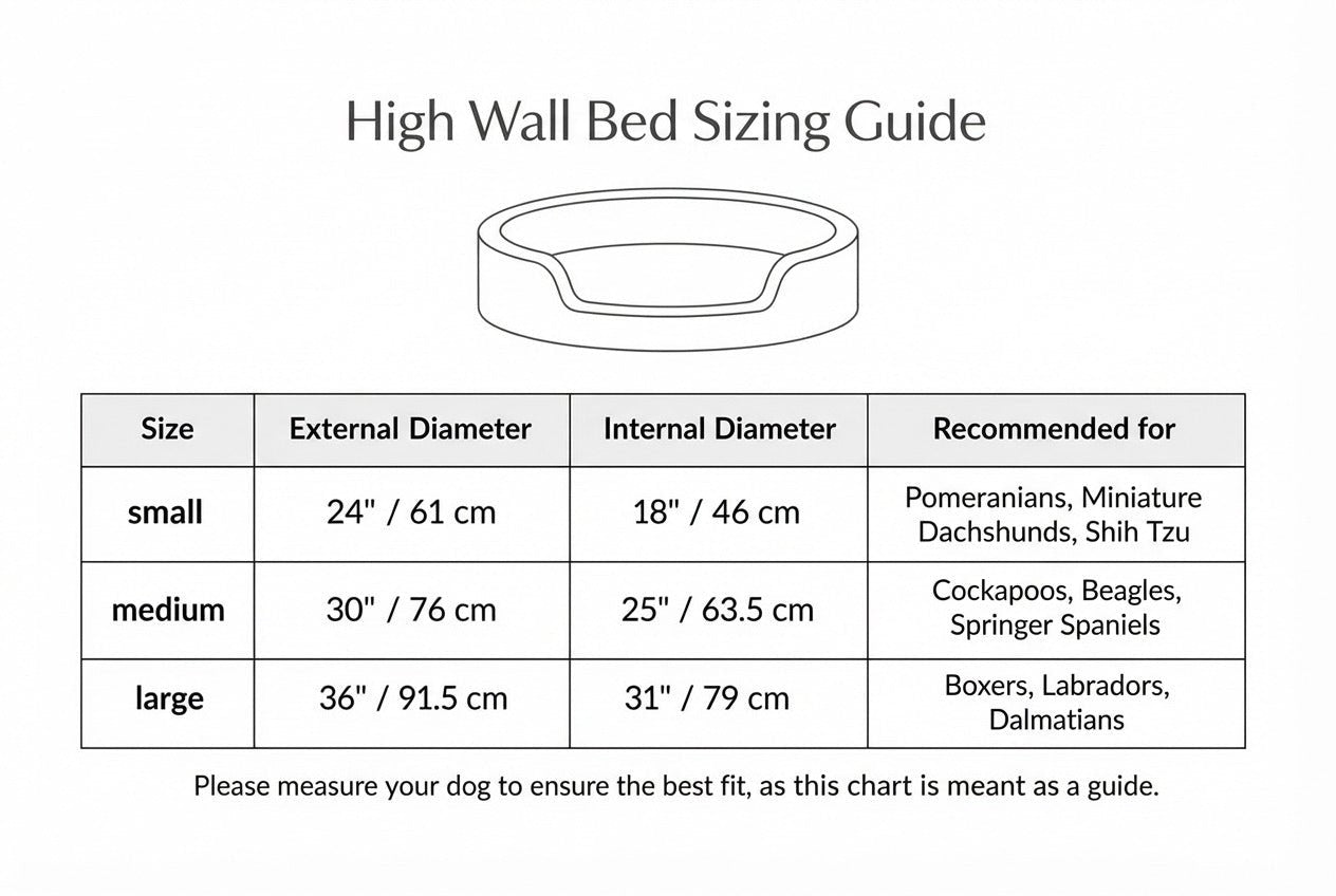 Oatmeal boucle high wall dog bed